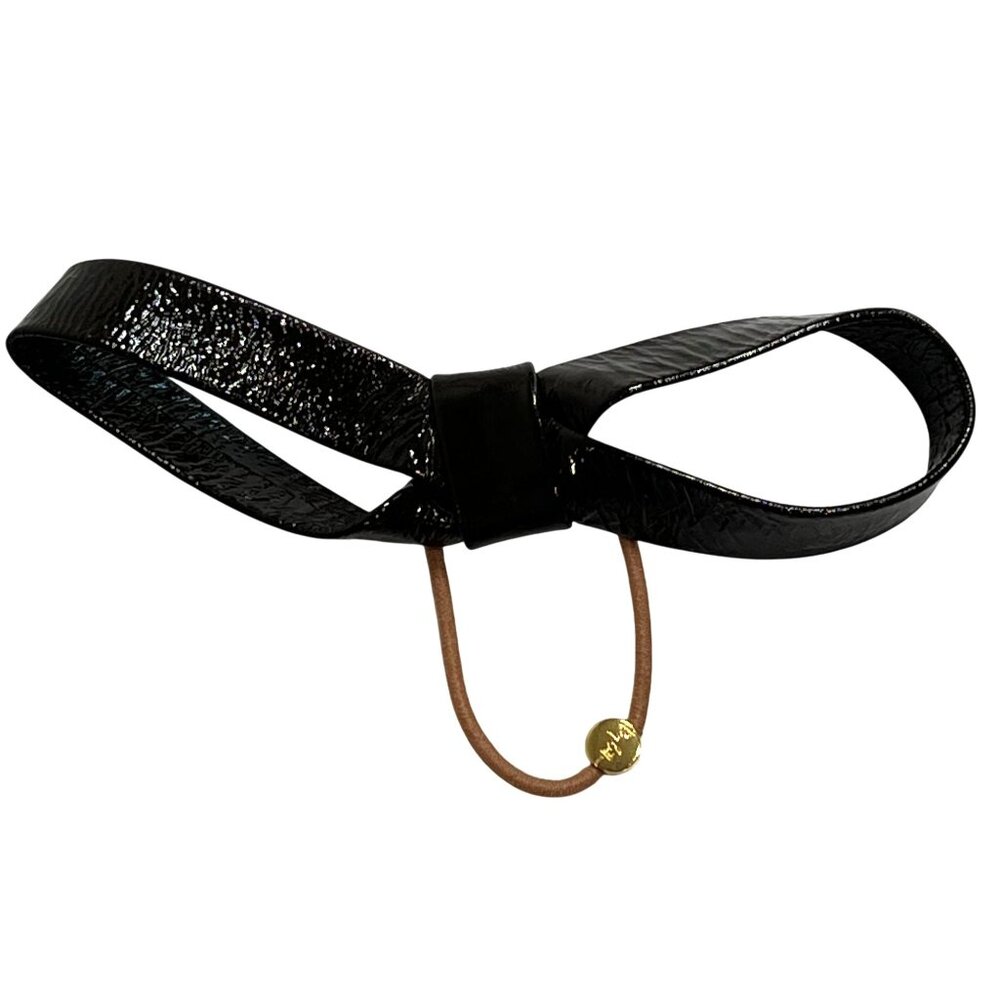 By Lilla Leather Bow Hair Tie in Black